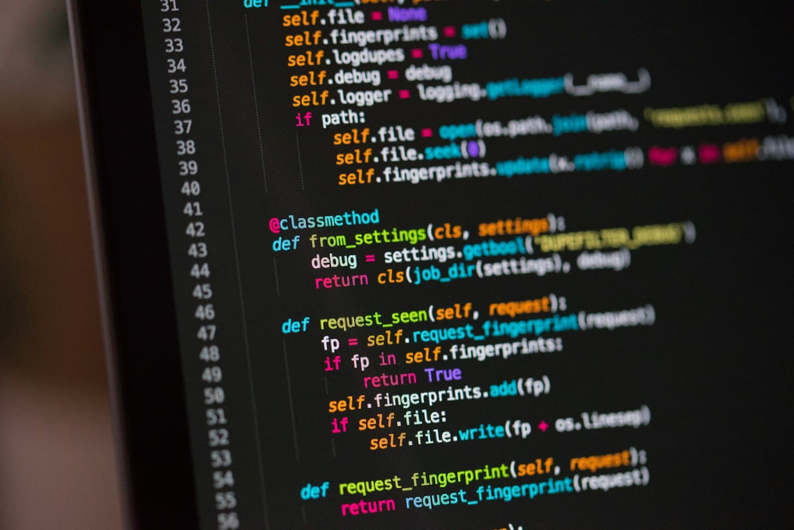 Close-up of request-handling code on a monitor